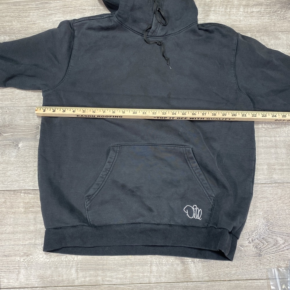 Adidas Hoodie Mens Large Black Dill Pullover Skateboarding Trefoil Patch Graphic - Picture 10 of 16